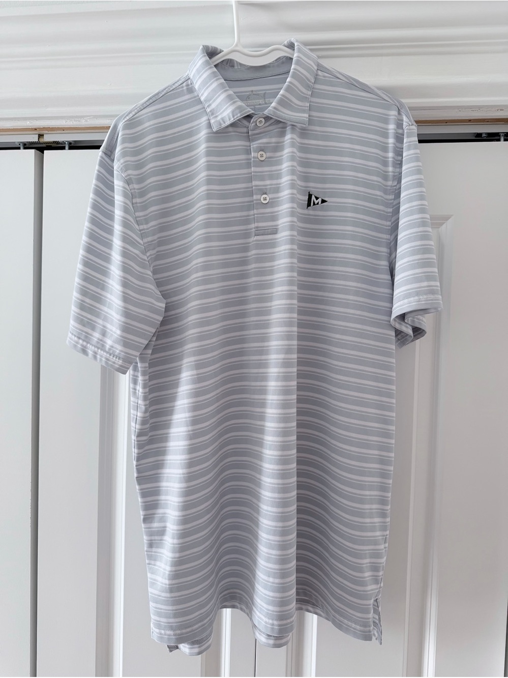 Southern Tide Men's Gray Striped Golf Polo | Large